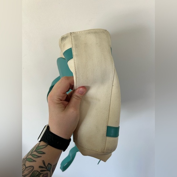 Aqua and Canvas Kate Spade Saturday Purse - Picture 11 of 12